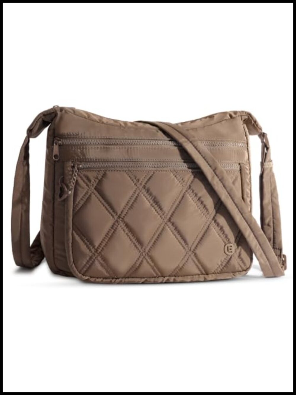 Quilted Crossbody Bag Water-Resistant Nylon Travel Purse Hobo